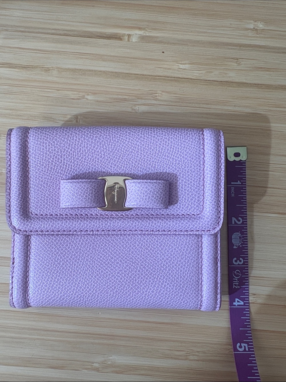 Salvatore Ferragamo Lavender Leather Vara Bow French Wallet - Picture 7 of 7